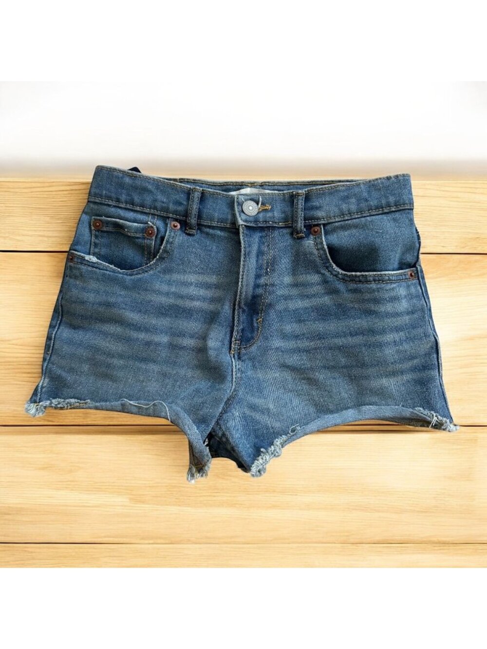 LEVIS Girls Mini Mom Denim Shorts Size 14